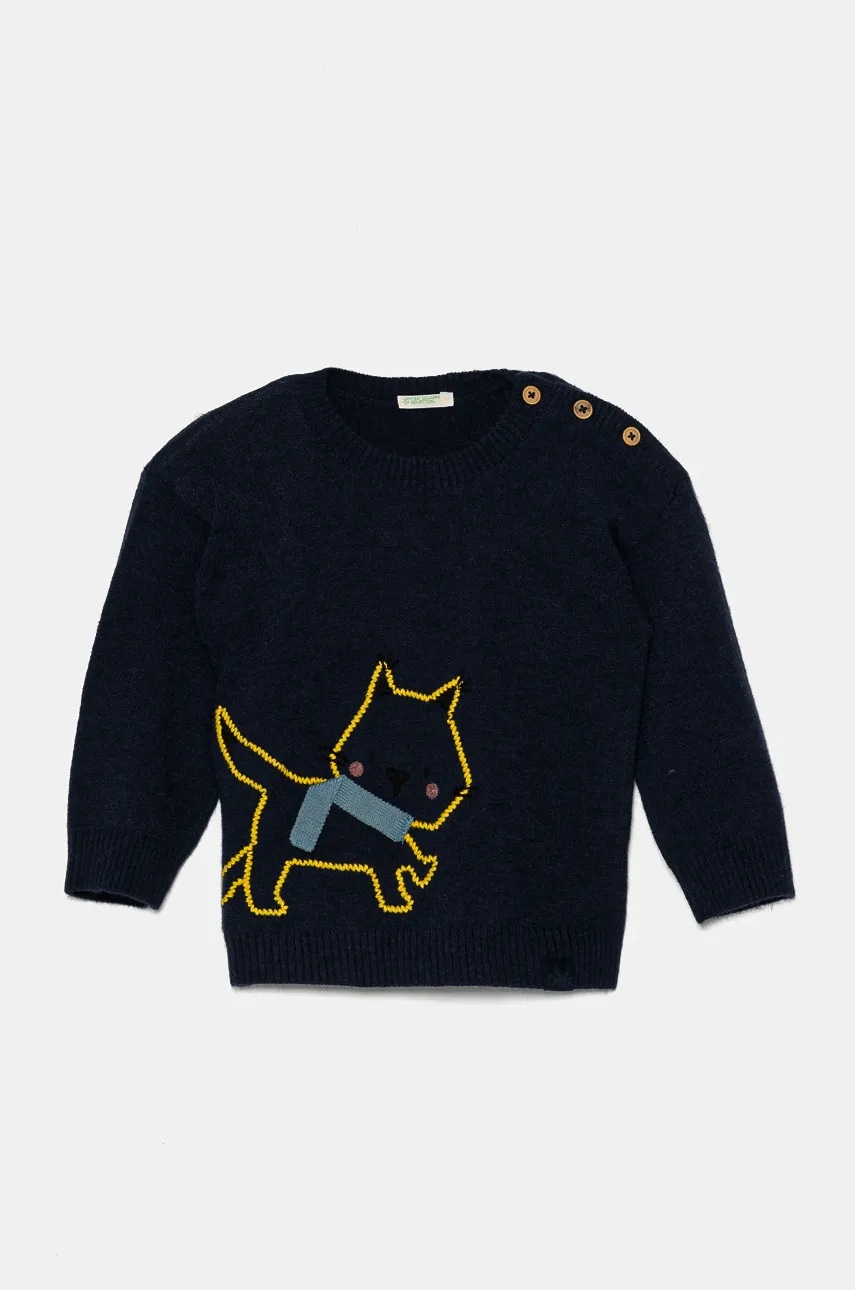United Colors of Benetton pulover din amestec de lână pentru bebeluși culoarea albastru marin, light, 1D9SB101A
