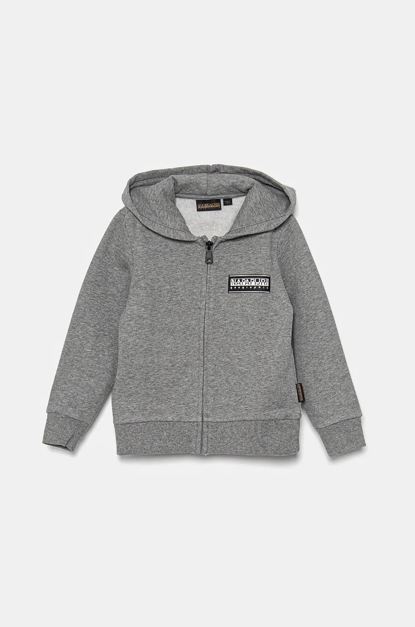 Napapijri bluza copii B-CHAMOIS FZH culoarea gri, cu glugă, melanj, NP0A4HY51601