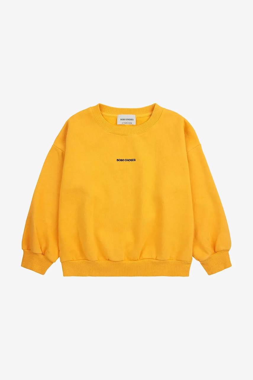 Детская хлопковая кофта Bobo Choses Sun цвет жёлтый с принтом 324EC017