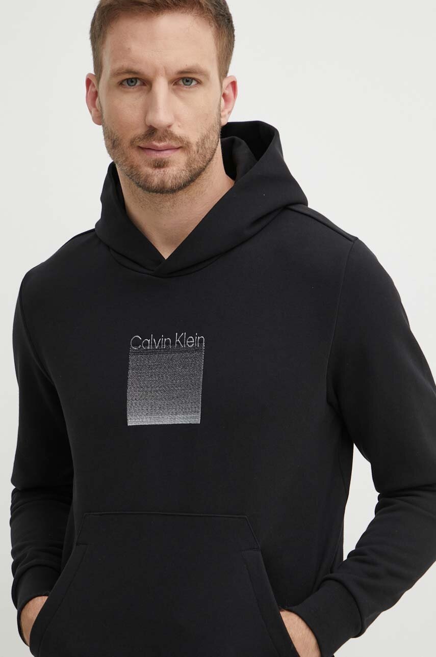 Кофта Calvin Klein чоловіча колір чорний з капюшоном з аплікацією K10K113087 