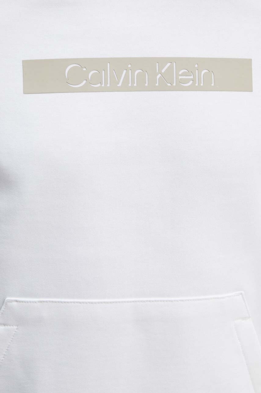 Бавовняна кофта Calvin Klein чоловіча колір білий з капюшоном з аплікацією K10K113090 