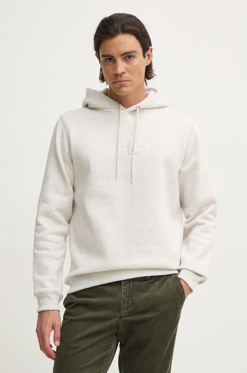 

Суичър Calvin Klein Jeans в бежово с качулка с апликация J30J325629, Сив