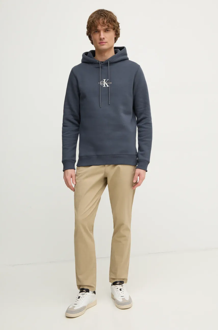 Кофта Calvin Klein Jeans мужская цвет синий с капюшоном с аппликацией J30J325629 Кофта Calvin Klein Jeans мужская цвет синий с капюшоном с аппликацией J30J325629