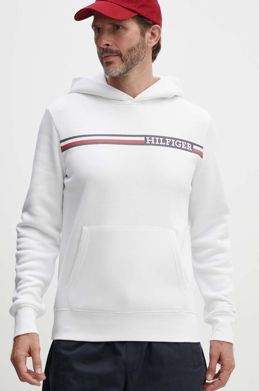 

Суичър Tommy Hilfiger в бяло с качулка с принт MW0MW36737, Бял