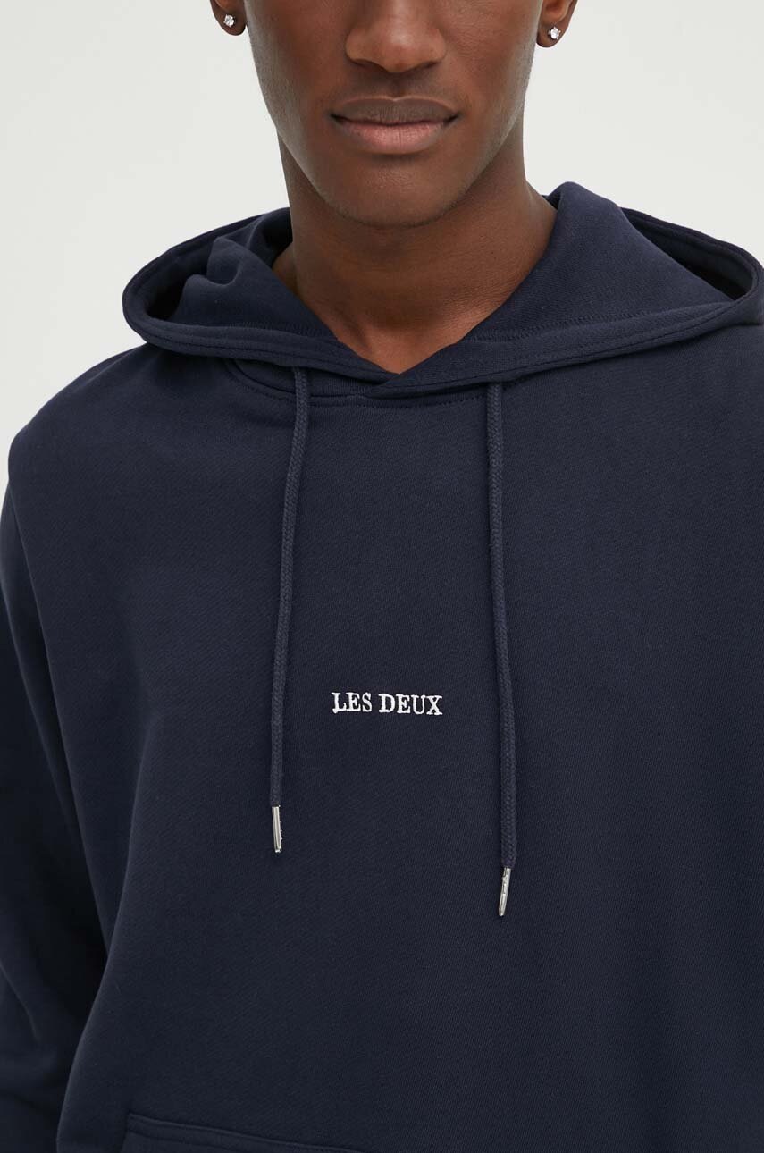 Βαμβακερή μπλούζα Les Deux χρώμα: ναυτικό μπλε, με κουκούλα, LDM202033 φωτογραφία