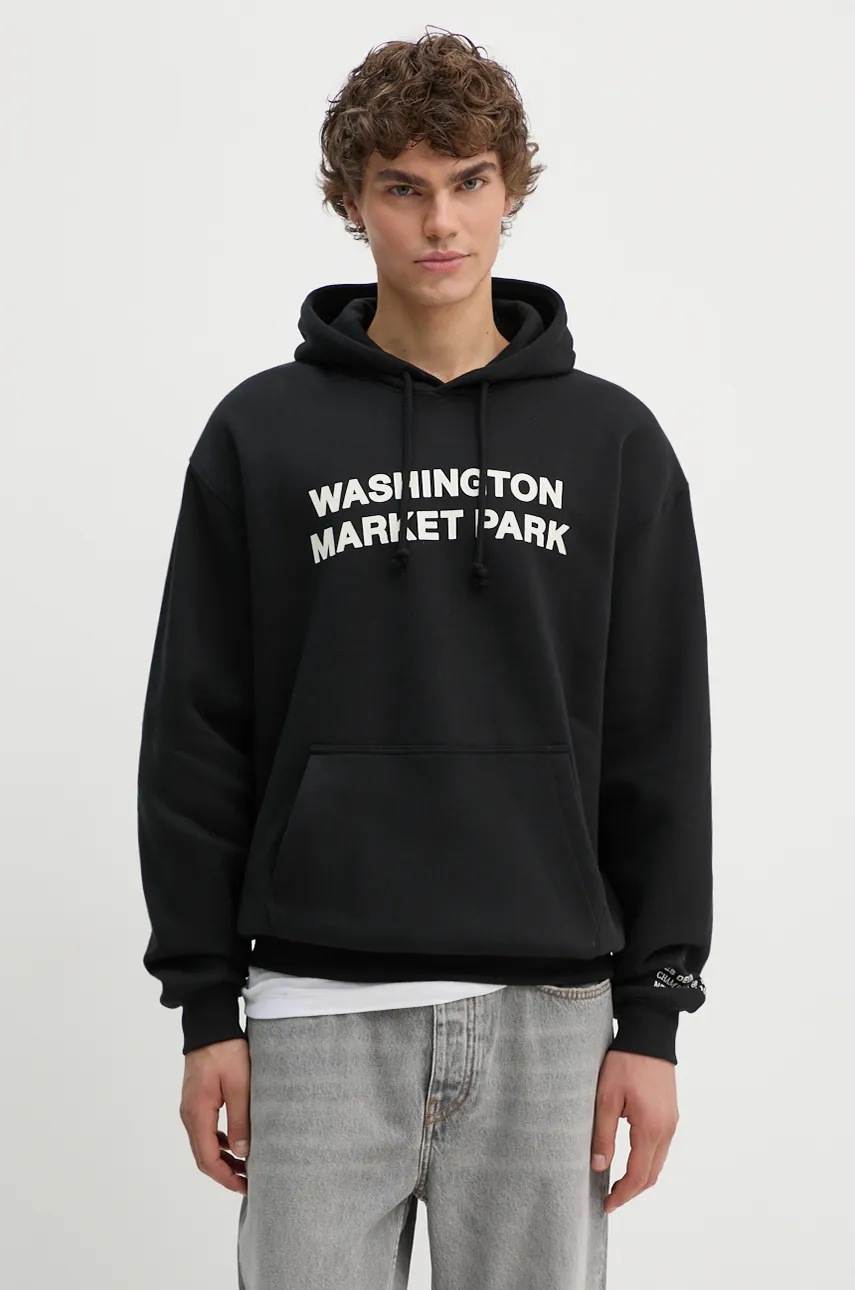 Les Deux bluza barbati, culoarea negru, cu glugă, cu imprimeu, LDM202036