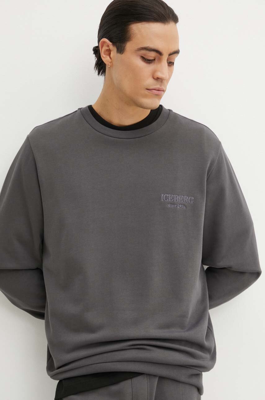 Βαμβακερή μπλούζα Iceberg χρώμα: γκρι, E011 6300 φωτογραφία