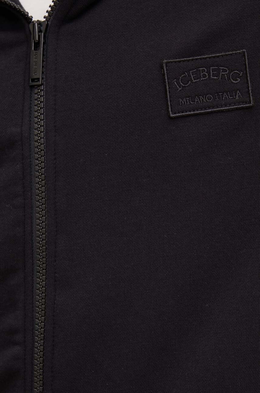 Кофта Iceberg чоловіча колір чорний з капюшоном однотонна E066 6317 