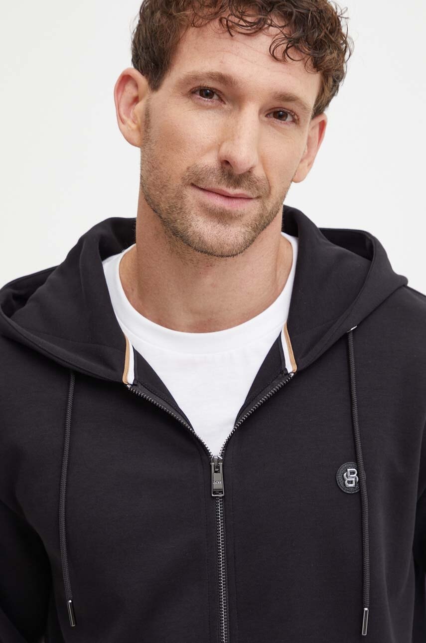 BOSS bluza barbati, culoarea negru, cu glugă, neted, 50520303