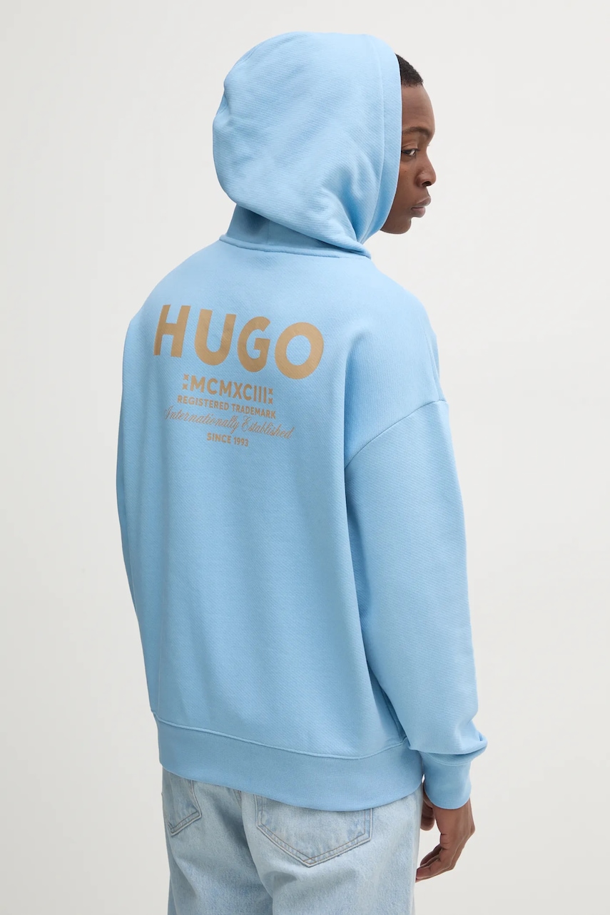 Hugo Blue pamut melegítőfelső férfi, nyomott mintás, kapucnis, 50510724 termék 2. képe