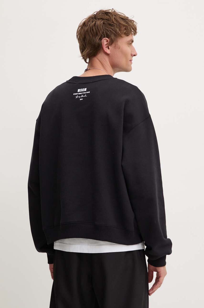 Бавовняна кофта MSGM чоловіча колір чорний з аплікацією 3740MM136.247795 
