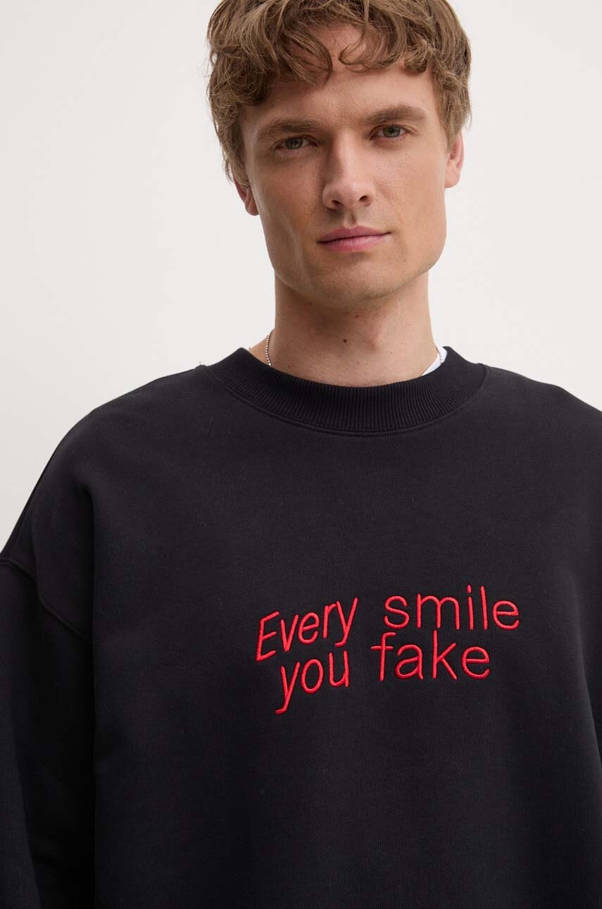 Бавовняна кофта MSGM чоловіча колір чорний з аплікацією 3740MM136.247795 
