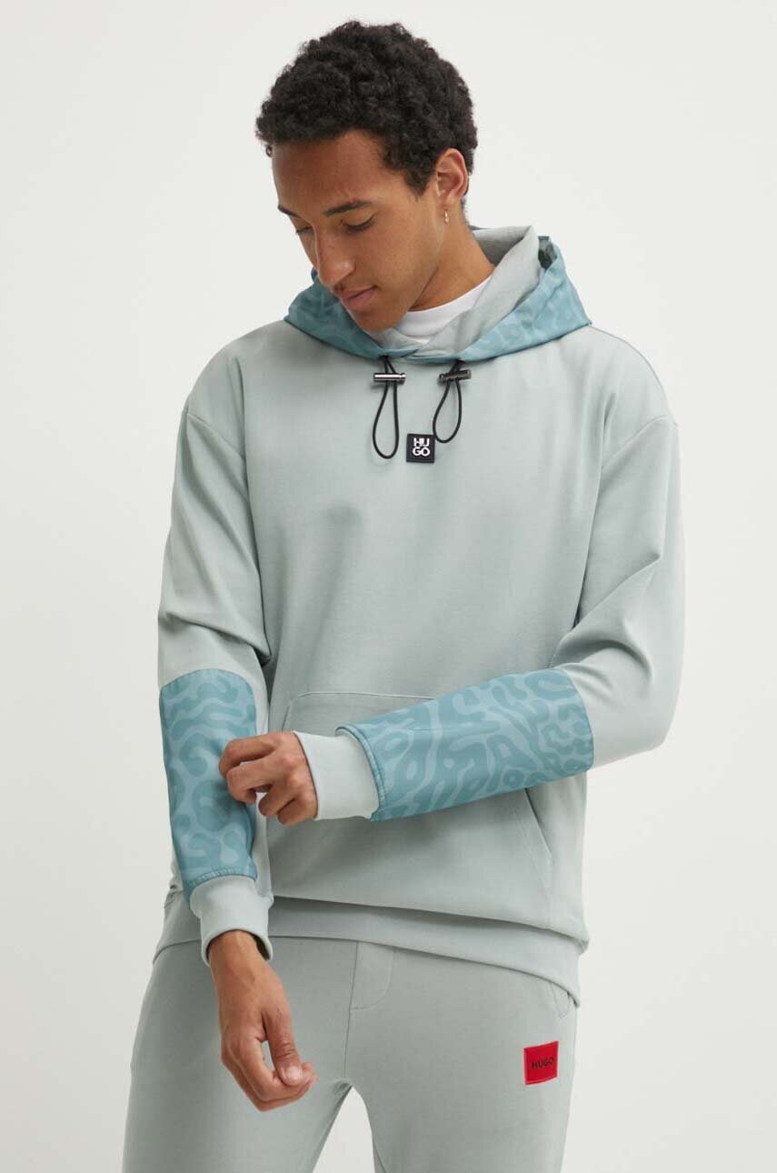 HUGO bluza barbati, culoarea gri, cu glugă, neted, 50516719