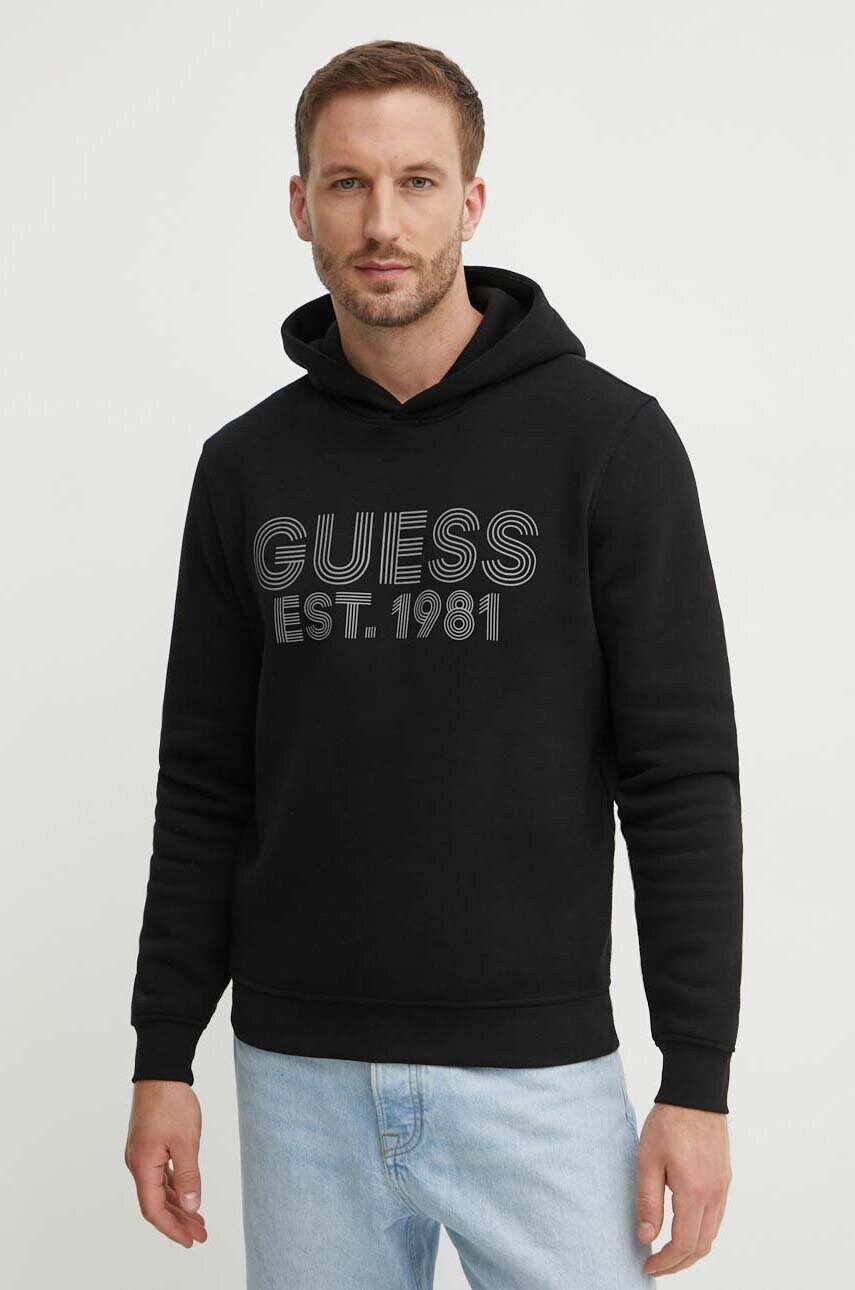

Суичър Guess BEAU в черно с качулка с принт M4YQ36 K9Z21, Черен