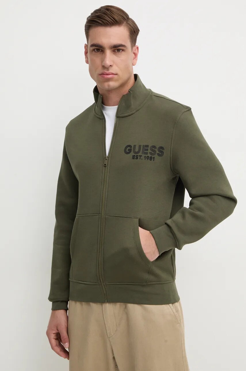 Levně Mikina Guess pánská, zelená barva, s potiskem, M4YQ80 K9Z21