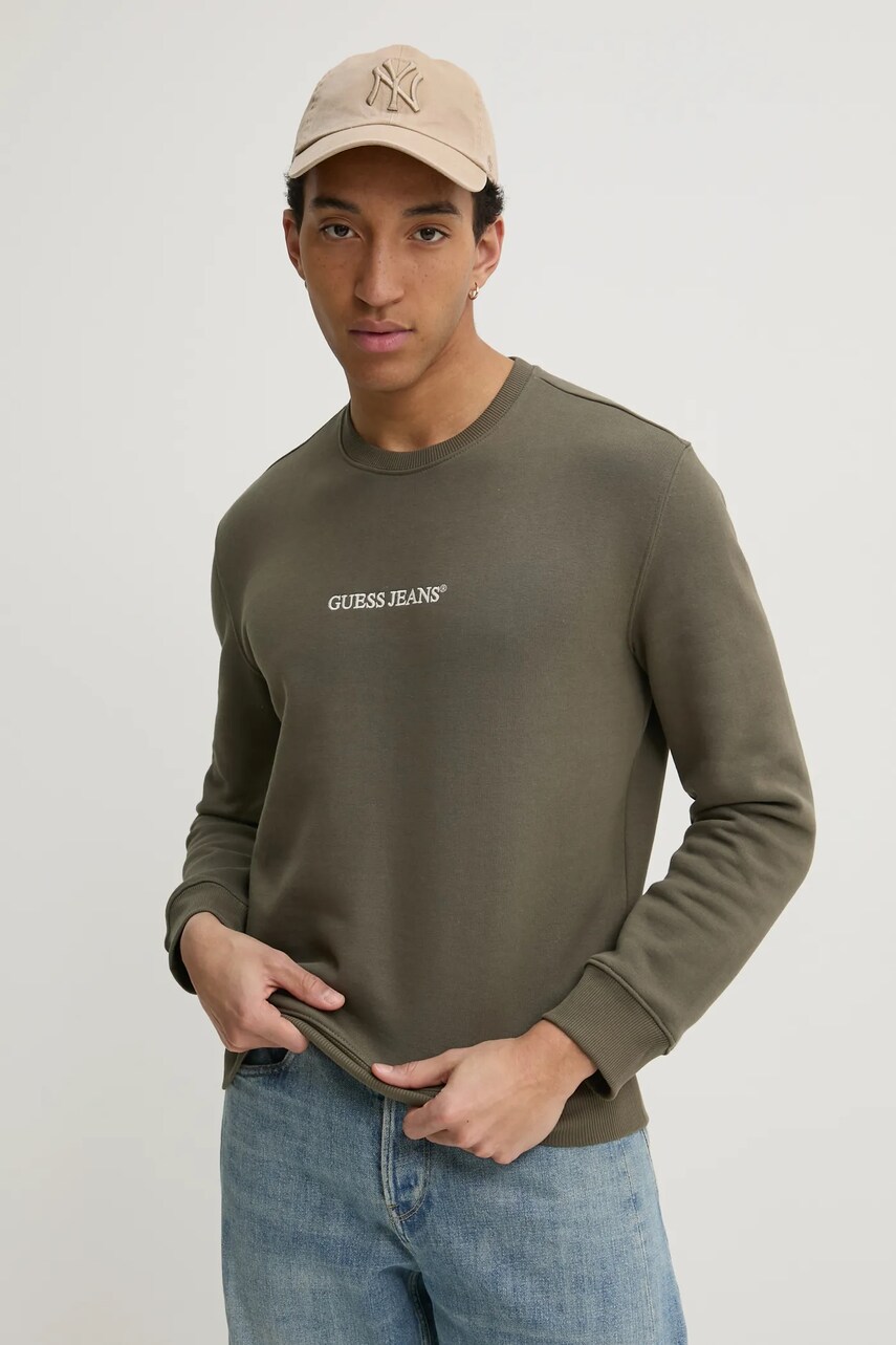 Levně Mikina Guess Jeans zelená barva, s aplikací, M4YQ19 K9V31