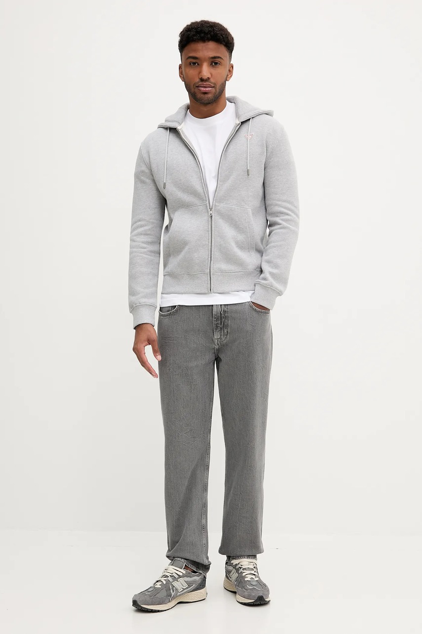 Кофта Guess Jeans цвет чёрный с капюшоном однотонная M4YQ28 K9V31