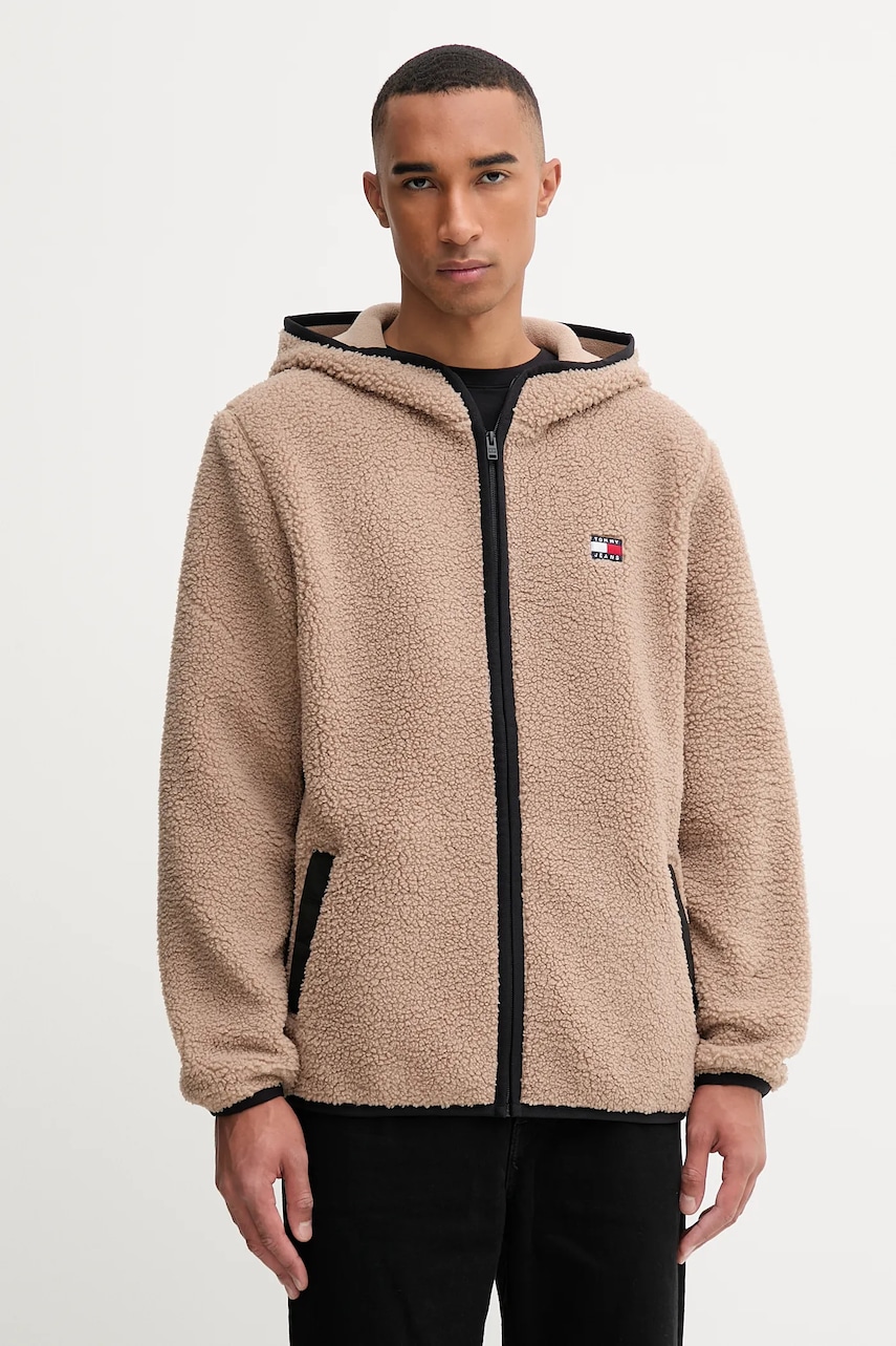 Levně Fleecová mikina Tommy Jeans černá barva, DM0DM19224
