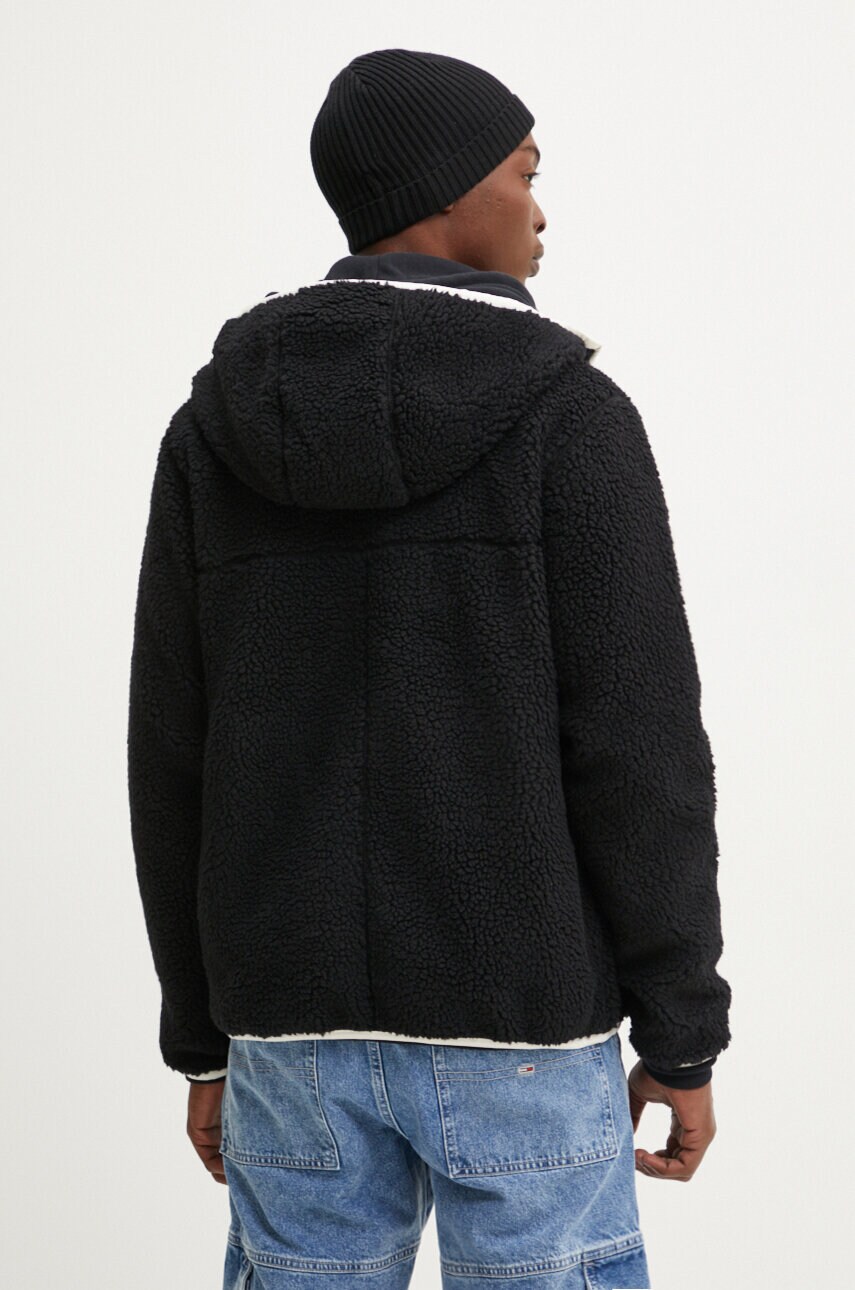 Tommy Jeans gyapjú pulóver fekete, nyomott mintás, kapucnis, DM0DM19224 termék 2. képe