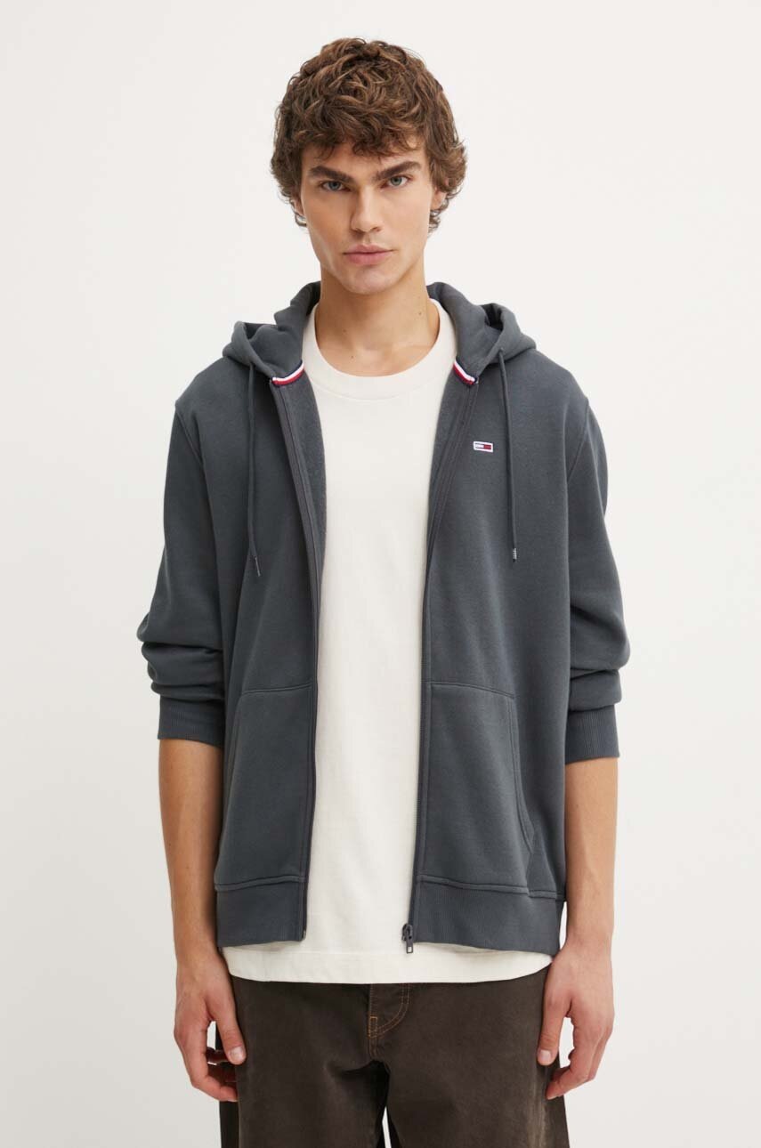 

Суичър Tommy Jeans в сиво с качулка с изчистен дизайн DM0DM20498, Сив