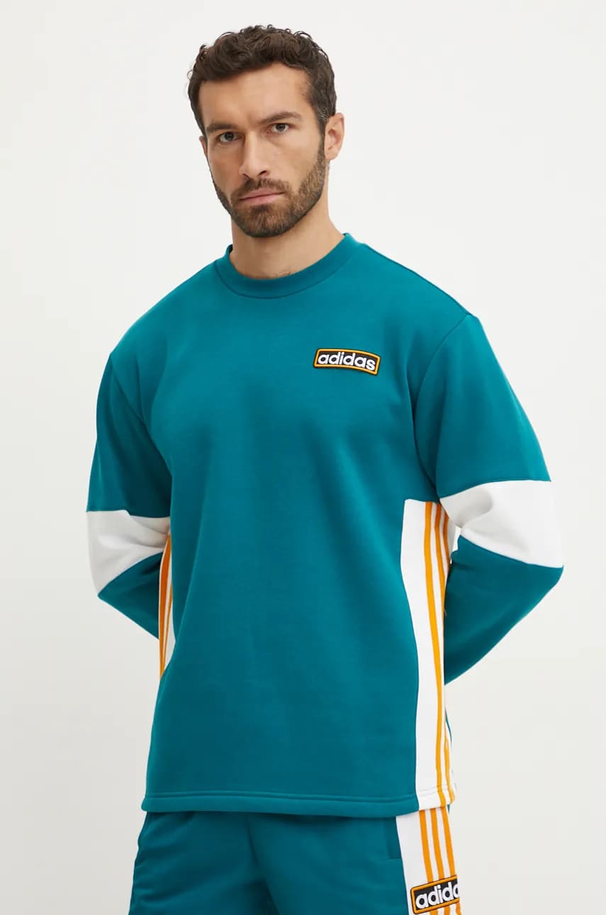 adidas Originals bluza Adibreak Crew barbati, culoarea turcoaz, modelator, IW5813