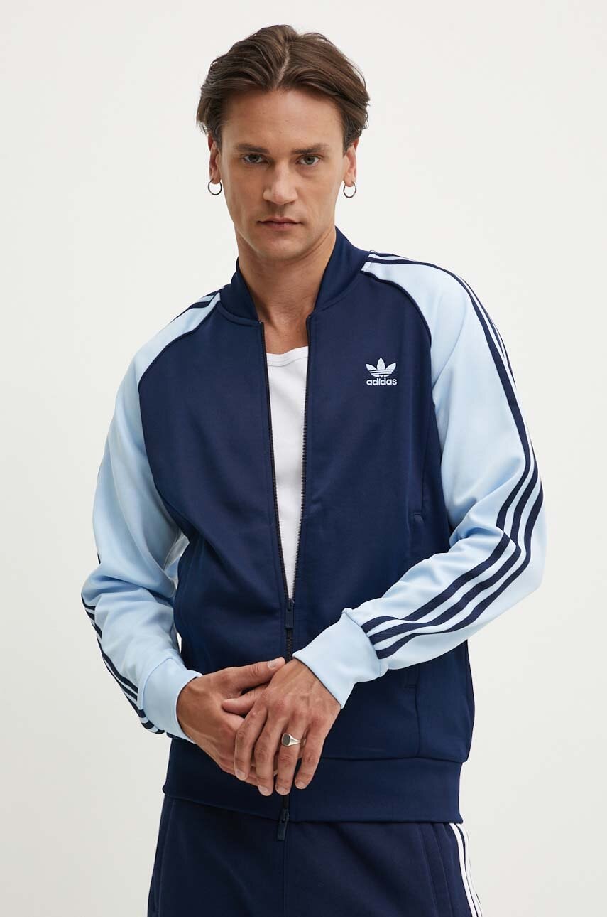 adidas Originals bluza Adicolor Classics SST Track Jacket barbati, culoarea albastru marin, cu imprimeu, IY8732