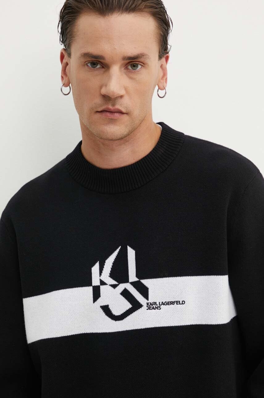 

Памучен пуловер Karl Lagerfeld Jeans в черно от лека материя 245D2000, Черен