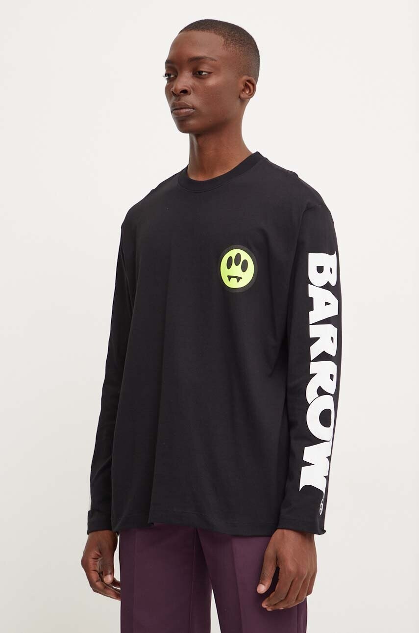 Barrow longsleeve din bumbac culoarea negru, cu imprimeu, F4BWUATH148