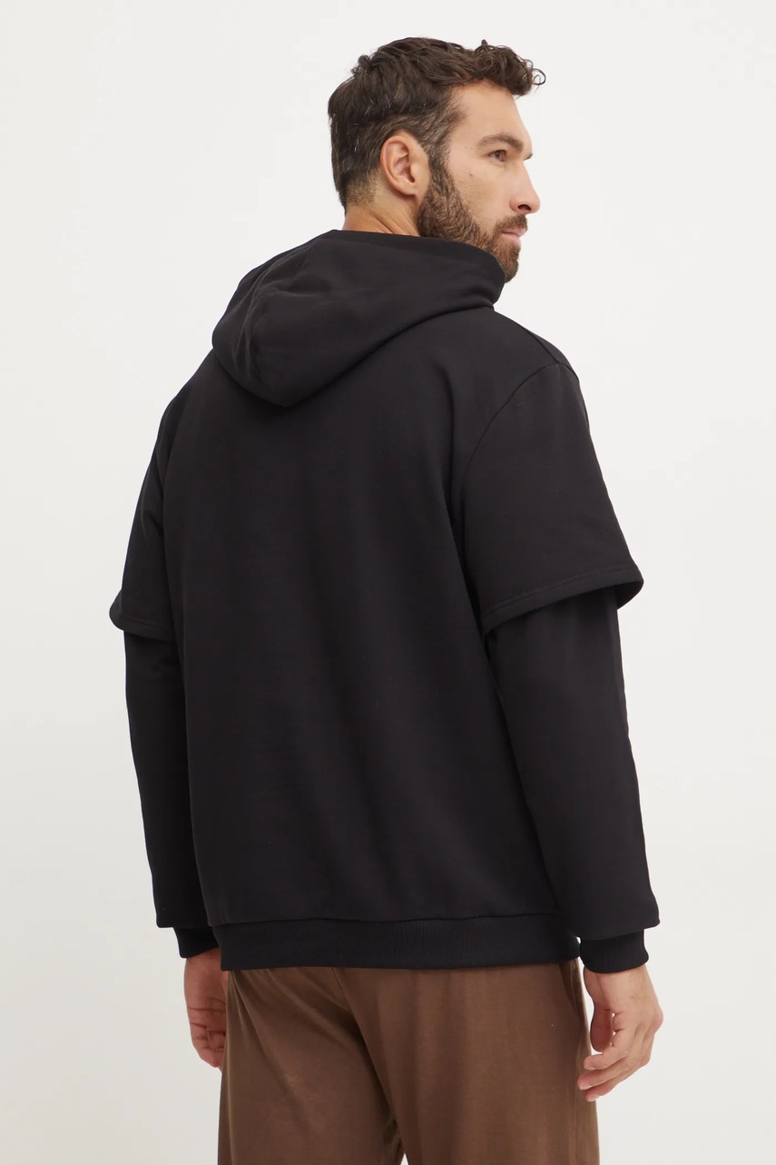 Μπλούζα Moschino Underwear χρώμα: μαύρο, με κουκούλα, 17034424 φωτογραφία