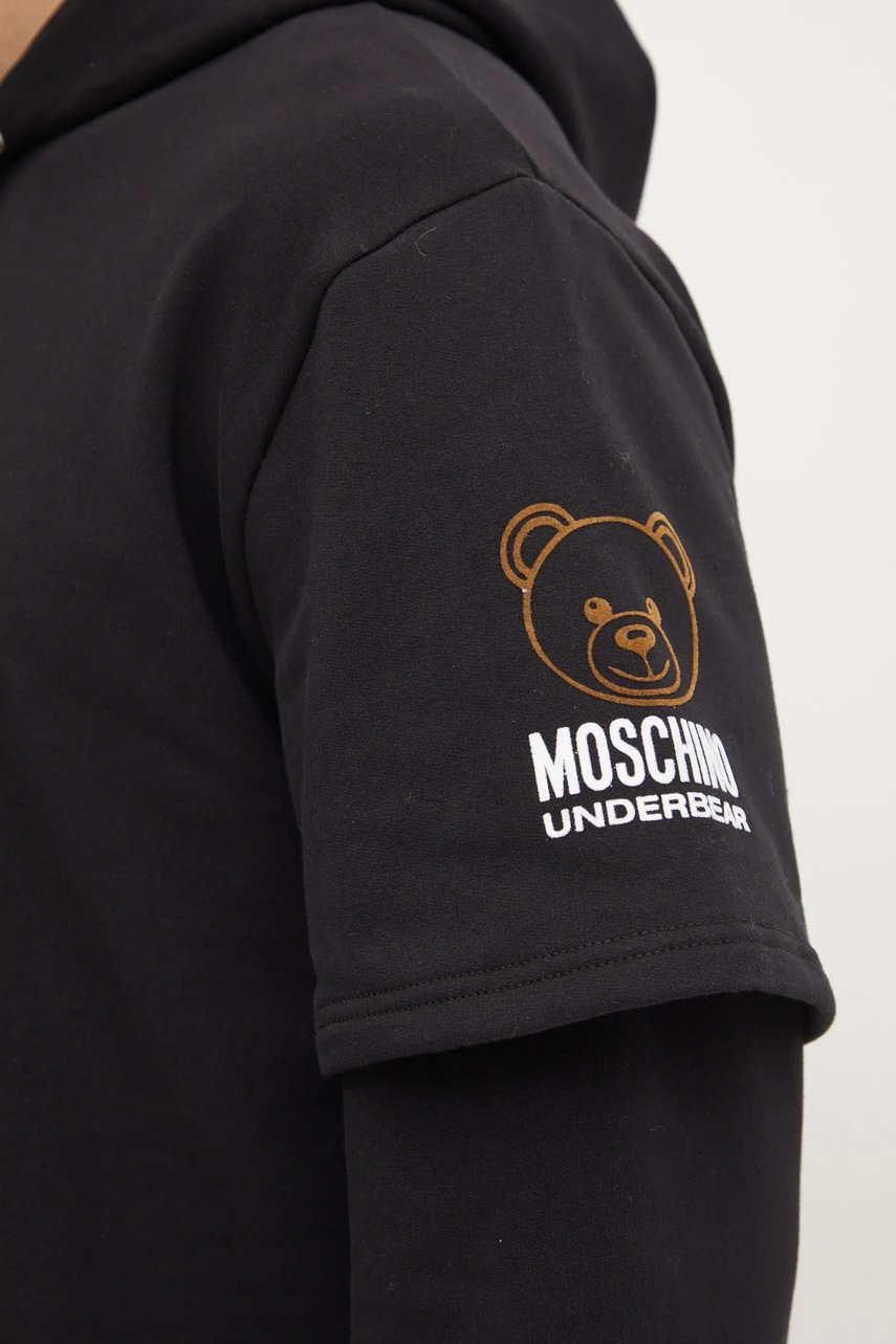 Μπλούζα Moschino Underwear χρώμα: μαύρο, με κουκούλα, 17034424 φωτογραφία