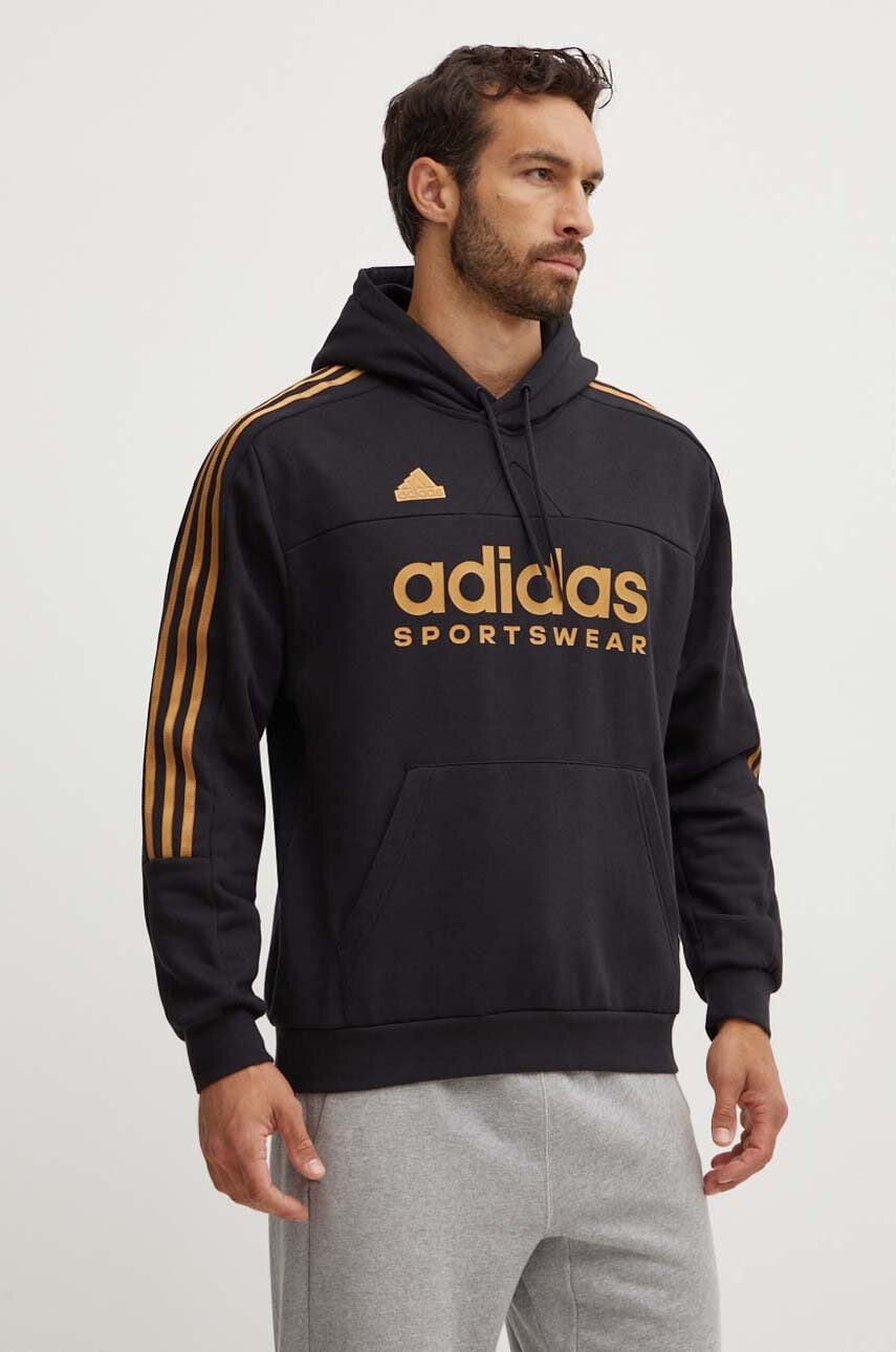 adidas bluza Tiro barbati, culoarea negru, cu glugă, cu imprimeu, IW8869