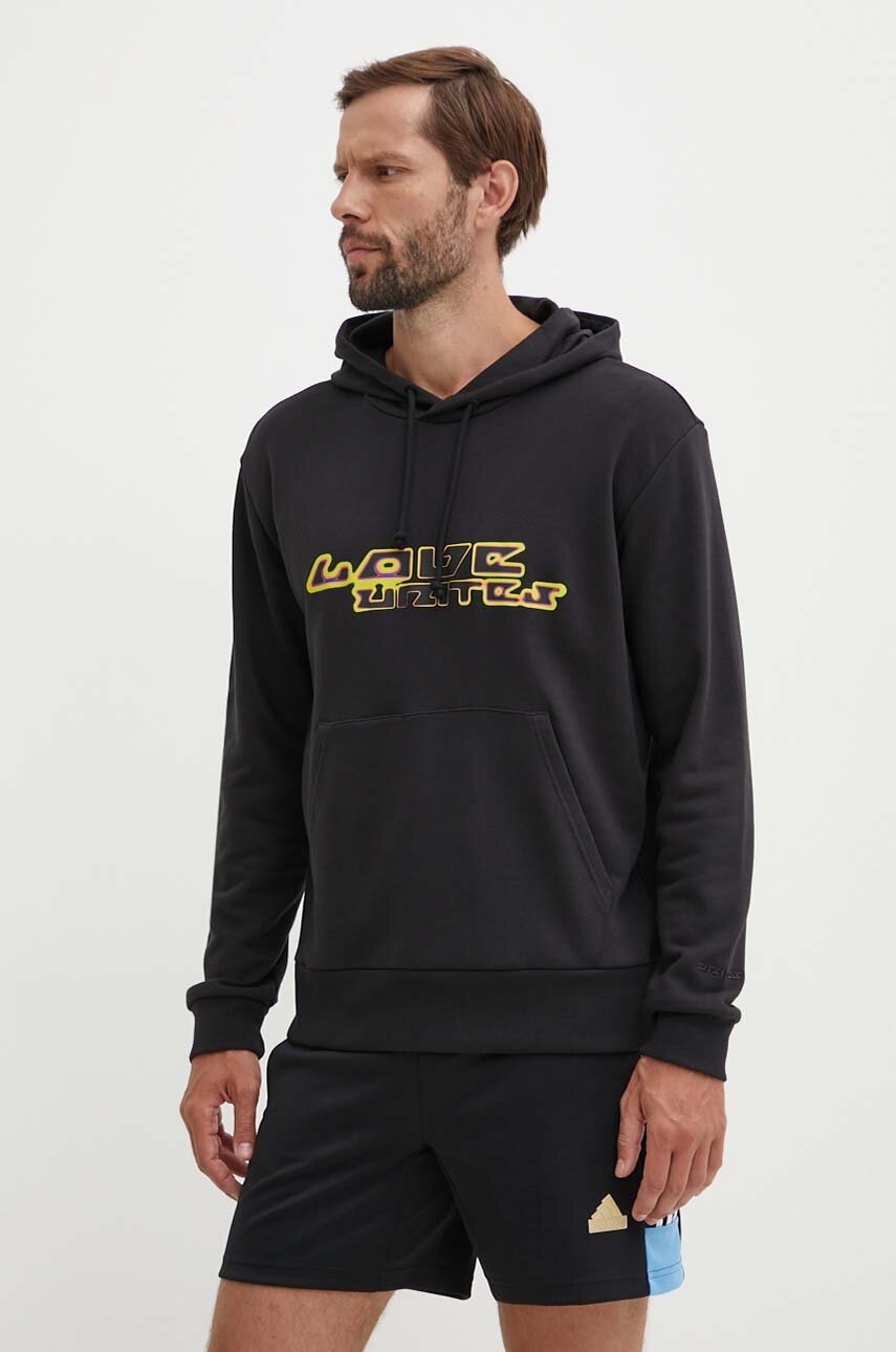 adidas bluza Pride, x Pabllo Vittar barbati, culoarea negru, cu glugă, cu imprimeu, IX3095