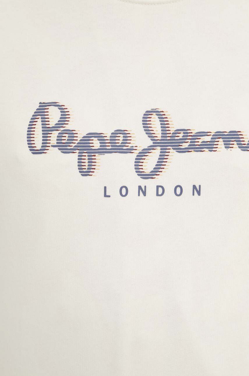 Pamučna Dukserica Pepe Jeans SAUL CREW Za Muškarce, Boja: Bež, S Tiskom, PM582702