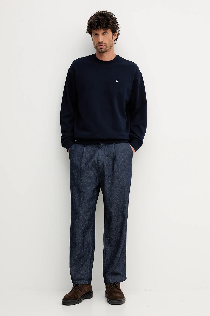 Хлопковая кофта United Colors of Benetton цвет чёрный однотонная 342ZU1093