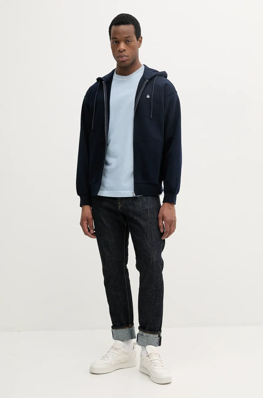 Хлопковая кофта United Colors of Benetton мужская с капюшоном однотонная 342ZU500P Хлопковая кофта United Colors of Benetton мужская с капюшоном однотонная 342ZU500P