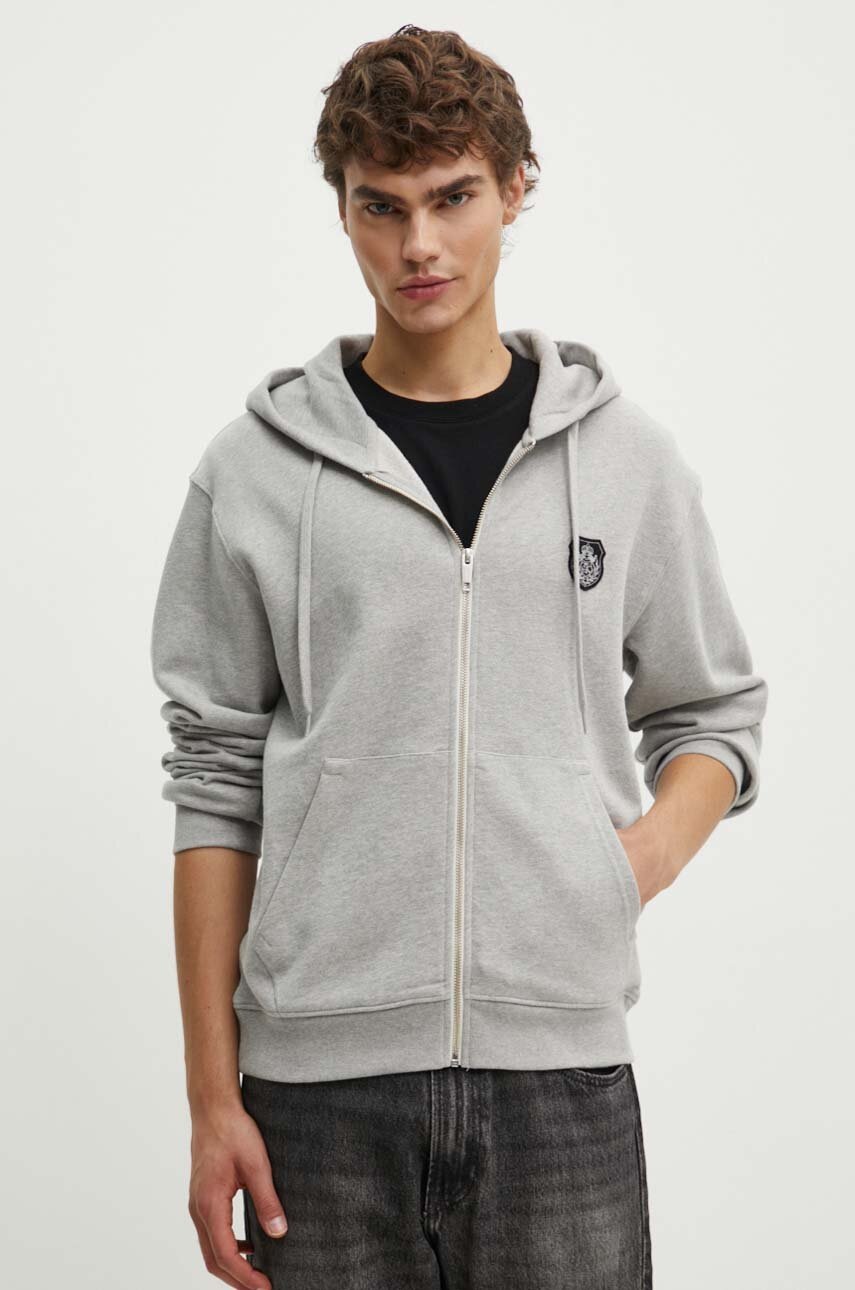 

Памучен суичър The Kooples в сиво с меланжов десен HSWE29001K, Сив