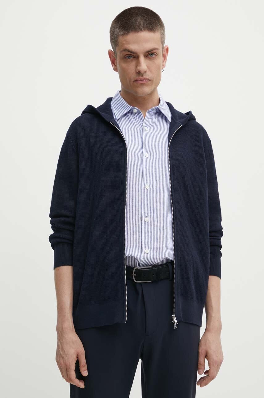 Theory bluza barbati, culoarea albastru marin, cu glugă, neted, N0484706