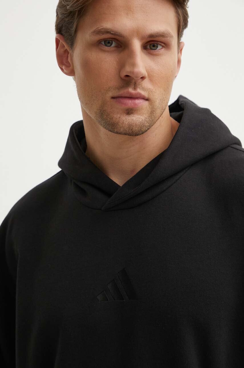adidas bluză ALL SZN bărbați, culoarea negru, cu glugă, uni, IX1253 adidas bluză ALL SZN bărbați, culoarea negru, cu glugă, uni, IX1253