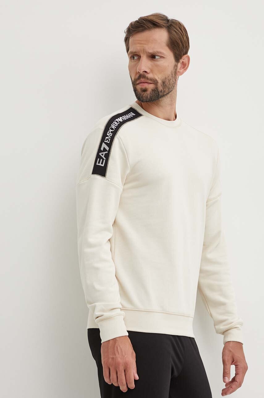 

Памучен суичър EA7 Emporio Armani в бежово с десен PJOGZ.6DPM11, Бежов