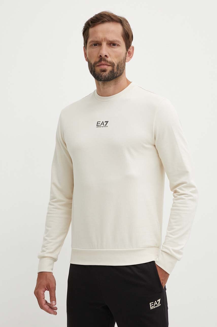 

Памучен суичър EA7 Emporio Armani в бежово с принт PJVRZ.8NPM30, Бежов