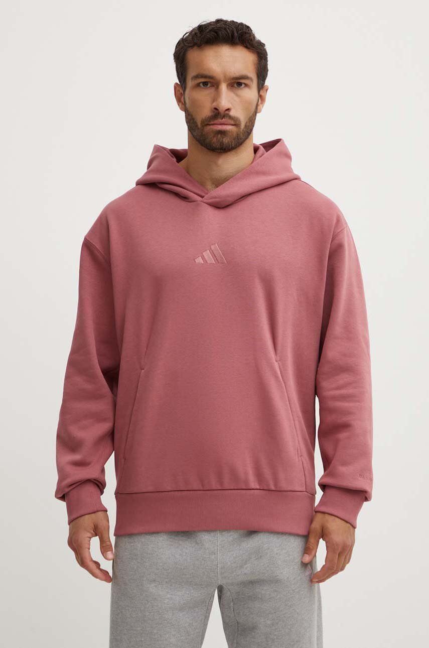 adidas bluza All SZN barbati, culoarea roz, cu glugă, neted, IY4136
