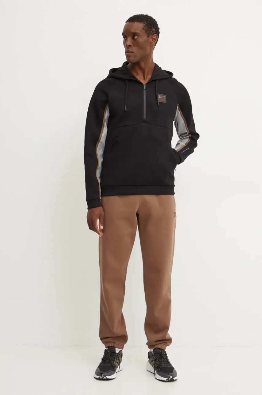 Кофта EA7 Emporio Armani мужская цвет чёрный с капюшоном узор PJODZ.6DPM37 Кофта EA7 Emporio Armani мужская цвет чёрный с капюшоном узор PJODZ.6DPM37