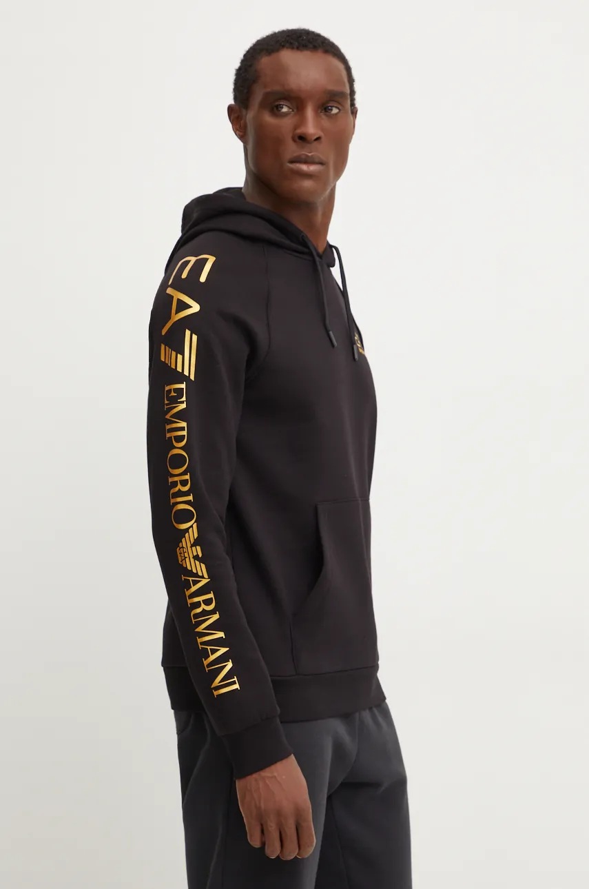 

Суичър EA7 Emporio Armani в черно с качулка с принт PJ07Z.8NPM08, Черен