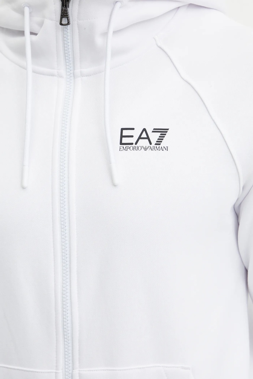 Кофта EA7 Emporio Armani чоловіча колір білий з капюшоном з принтом PJ07Z.8NPM22 