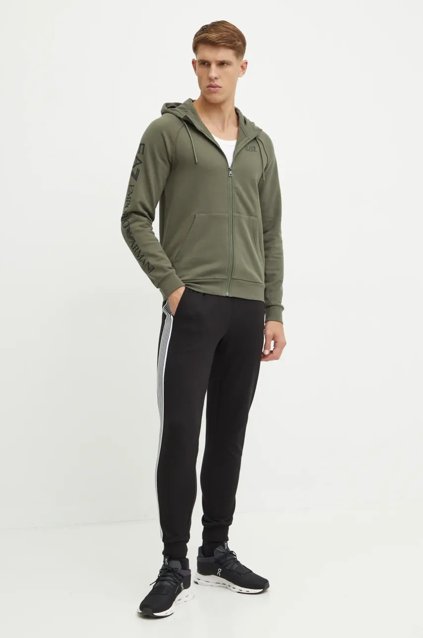 Кофта EA7 Emporio Armani мужская цвет зелёный с капюшоном однотонная PJ07Z.8NPM22 Кофта EA7 Emporio Armani мужская цвет зелёный с капюшоном однотонная PJ07Z.8NPM22