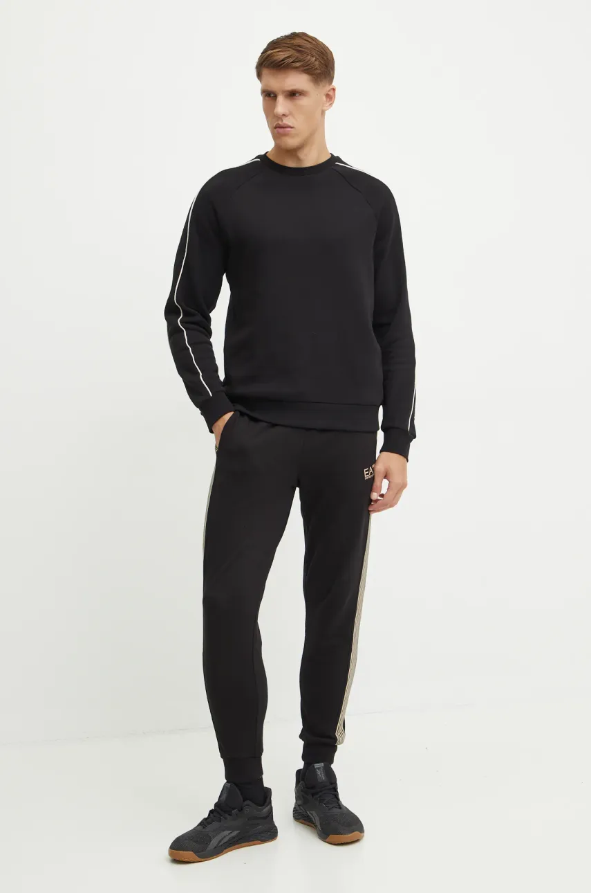 Хлопковая кофта EA7 Emporio Armani мужская цвет чёрный с принтом PJZJZ.6DPM20 Хлопковая кофта EA7 Emporio Armani мужская цвет чёрный с принтом PJZJZ.6DPM20