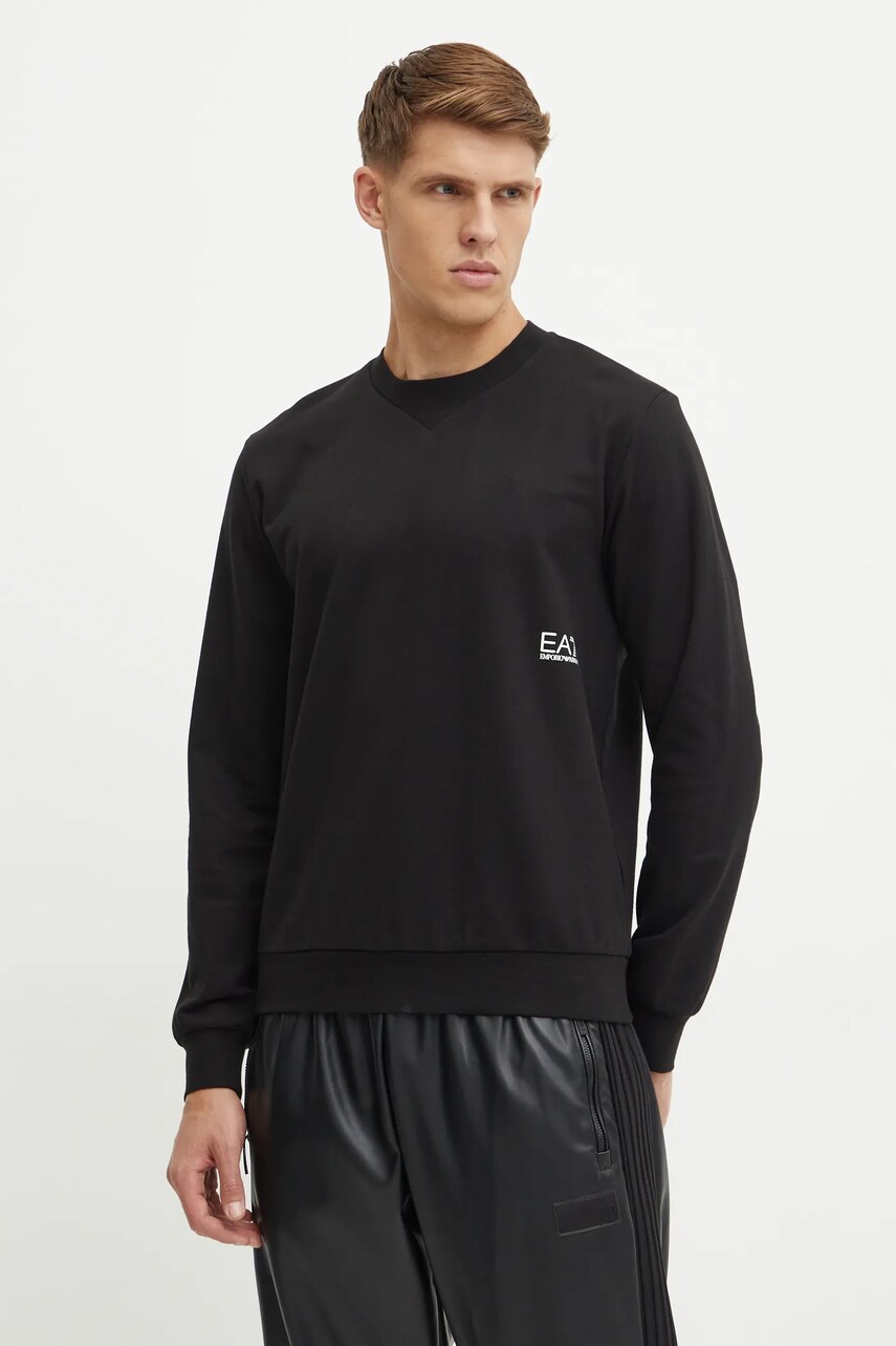 EA7 Emporio Armani hanorac de bumbac barbati, culoarea negru, cu imprimeu, AF11971.7M000003
