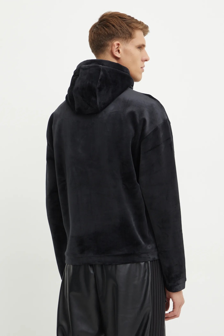 Кофта EA7 Emporio Armani чоловіча колір чорний з капюшоном однотонна AF10345.7M000031 