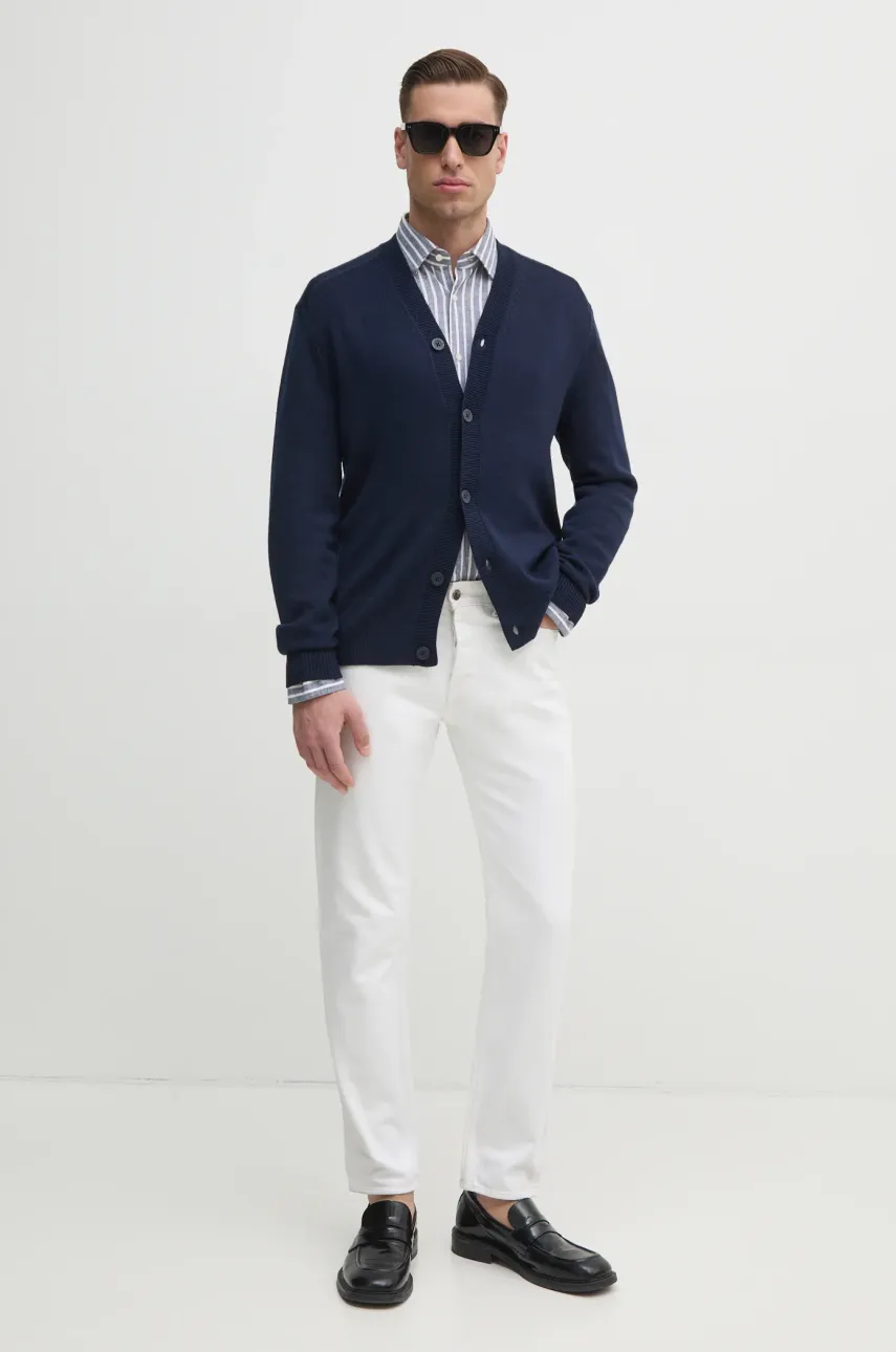 Кардиган з домішкою вовни Armani Exchange колір синій 6DZE1G ZM1LZ
