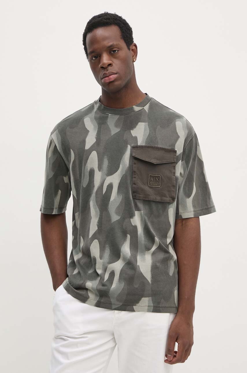 

Памучна тениска Armani Exchange в зелено с десен 6DZMHC ZJNJZ, Зелен